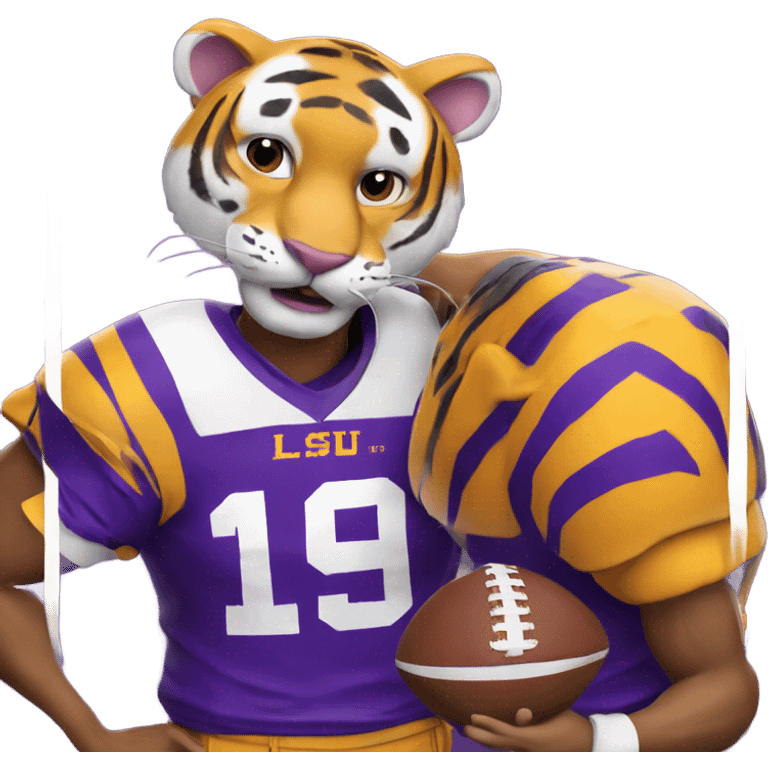 LSU Mike the Tiger in football jersey with margarita  emoji