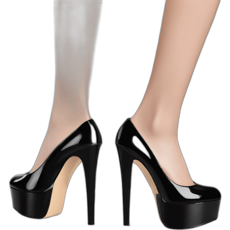 One view back Black Patent Leather Daffodile Platform Heels emoji