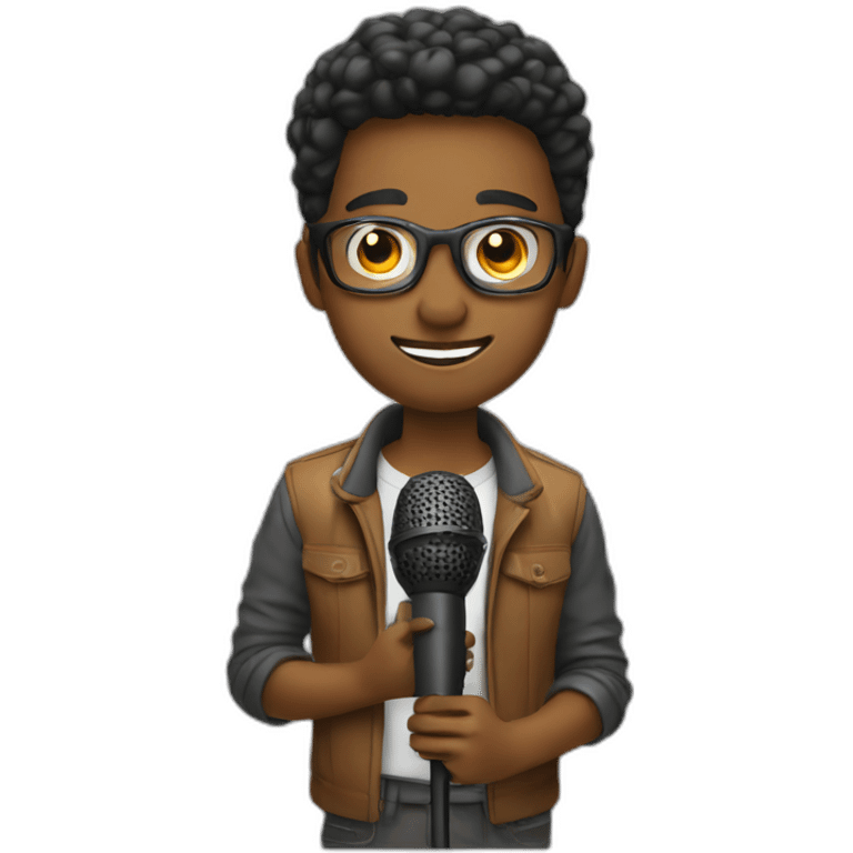 A young man with podcast mic emoji