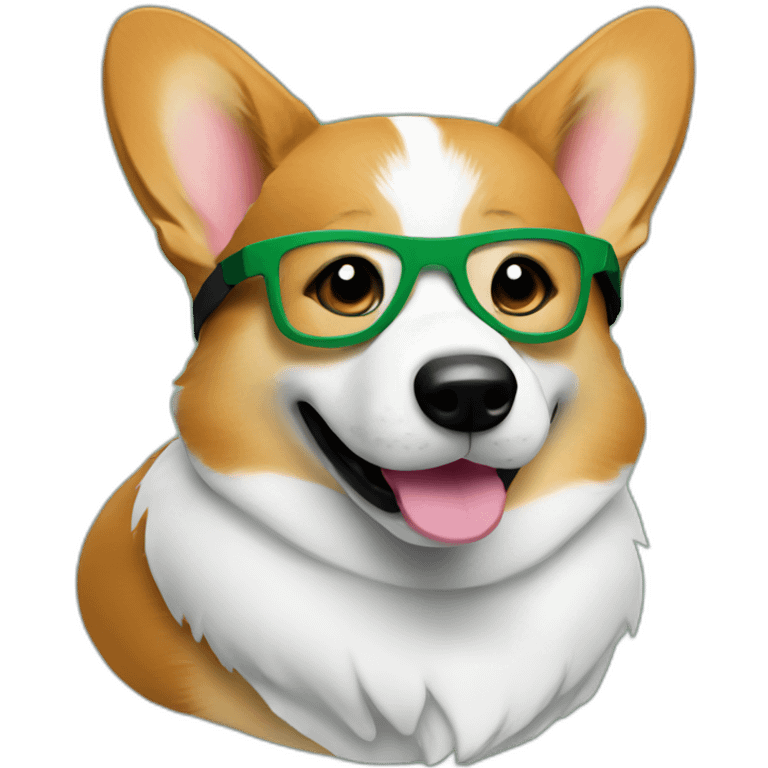 corgi with accountant green visor emoji