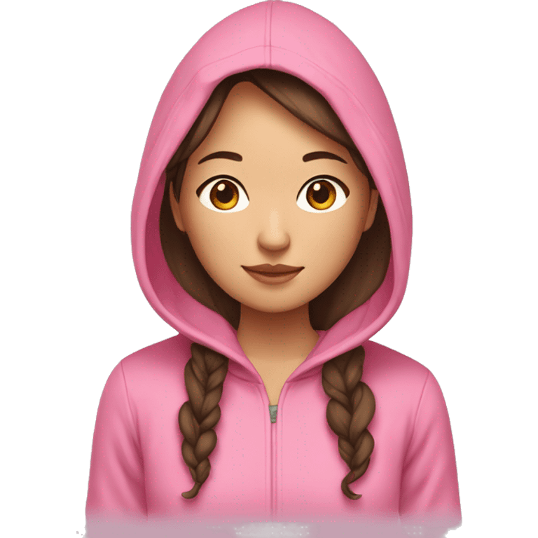 Asian girl in pink hoodie with brown medium hair emoji