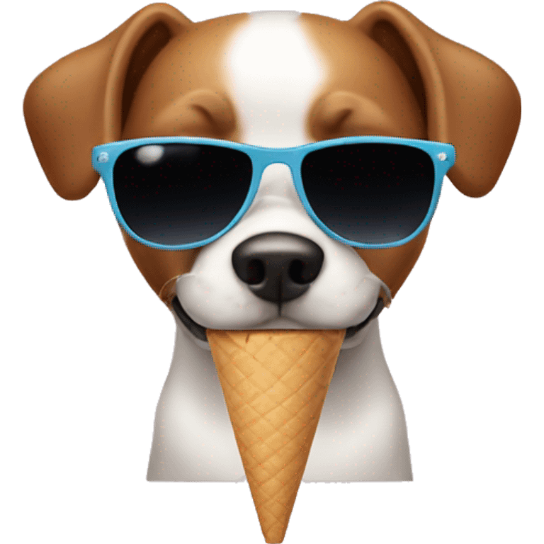 dog eating ice cream with sunglasses emoji