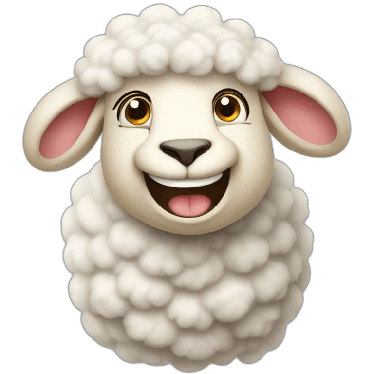 Funny sheep smiles and waves emoji