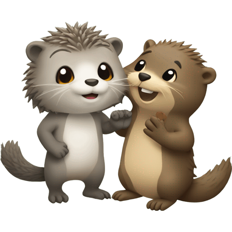 otter and hedgehog shake paws emoji