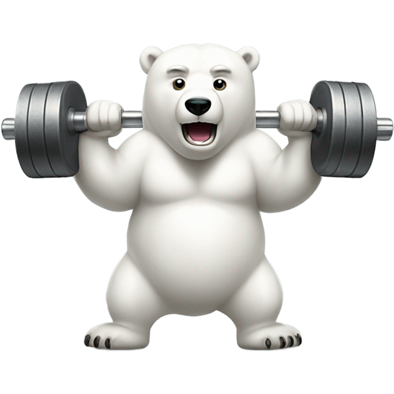 A mad polar bear lifting weights emoji