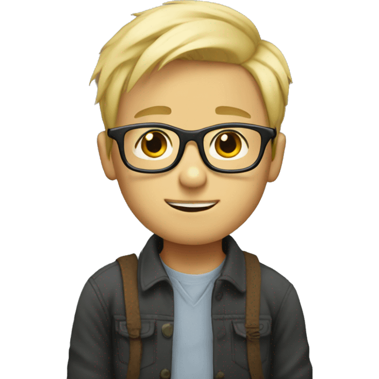 blond boy cute with glasses emoji