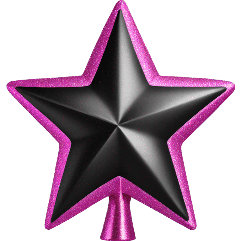 Realistic isolated black and pink metallic star christmas tree topper. emoji