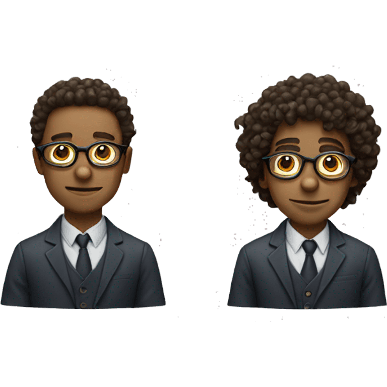 twin internn between two male : one with glasses, the other with curly hairs emoji