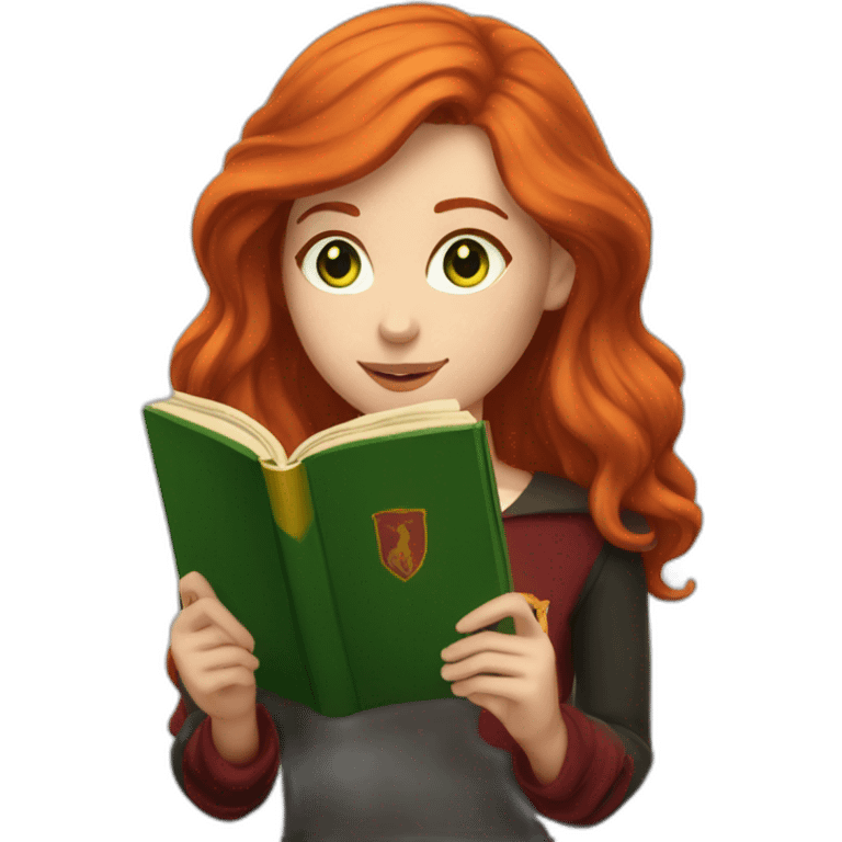 gryffindor Redhead with green eyes reading a book emoji