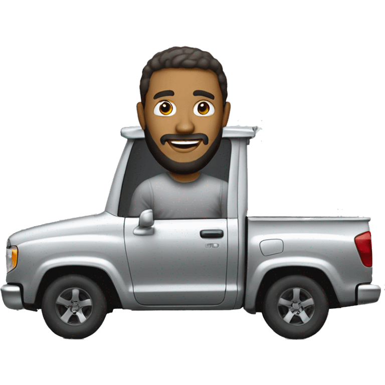 Guy with beard in a silver tacoma truck emoji