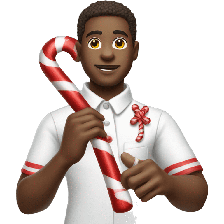 kappa alpha psi member holding candy cane emoji