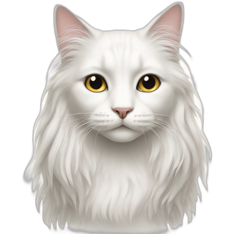 White cat with long hair emoji