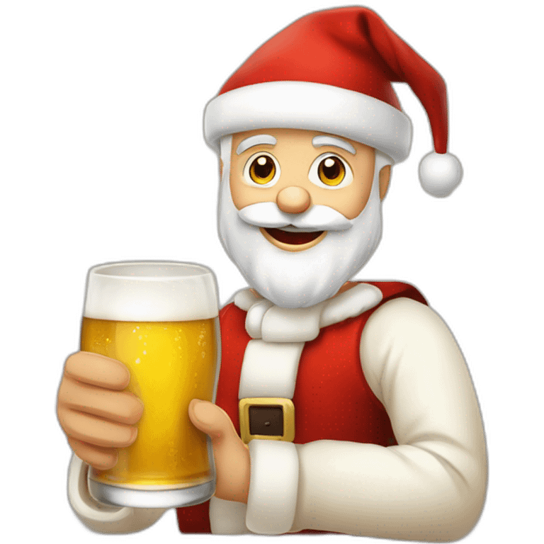 Père Noël qui offre un verre de bière à un enfant comme cadeau emoji