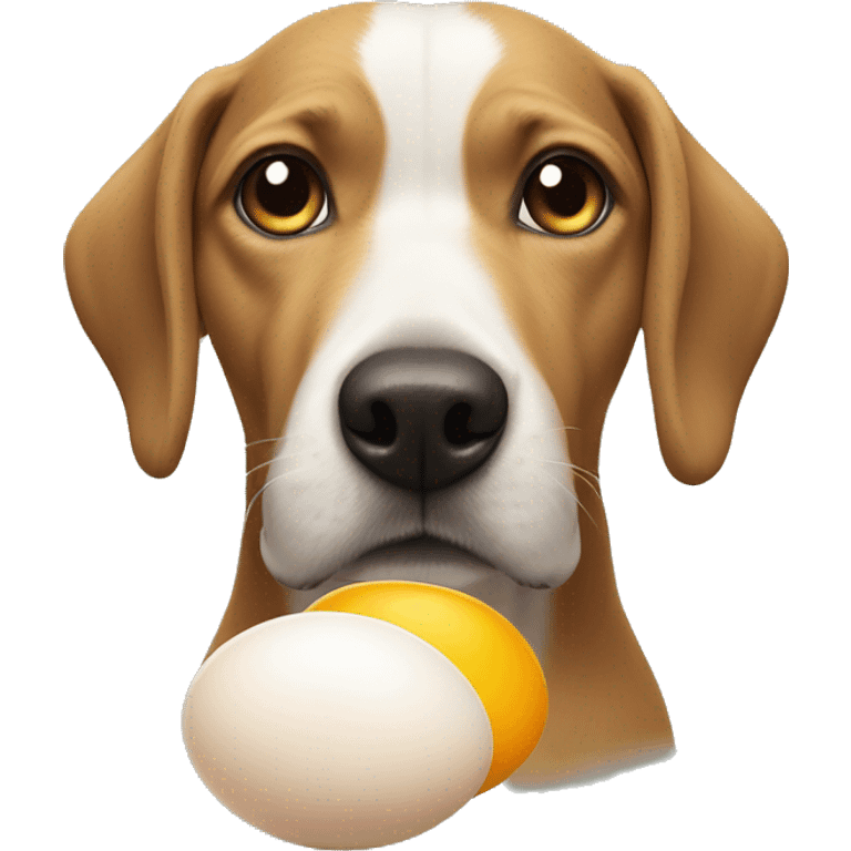 dog with one egg not broken and one egg broken in top of the head emoji