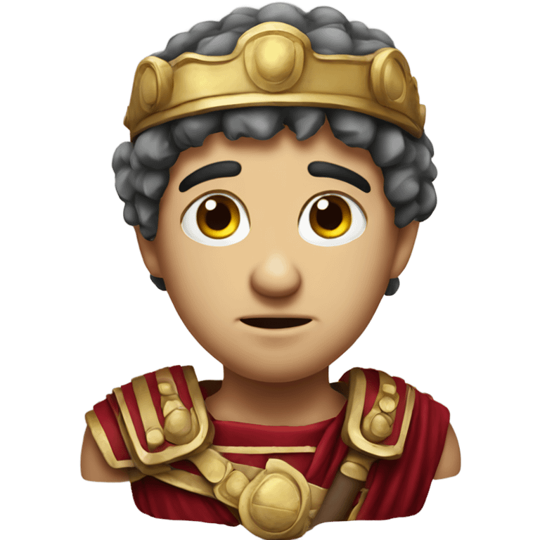 A sad Roman legionary holding his head photorealistic emoji