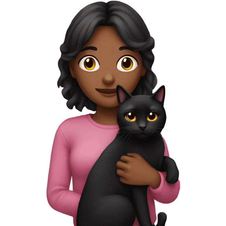 20 years old girl with her black cat emoji