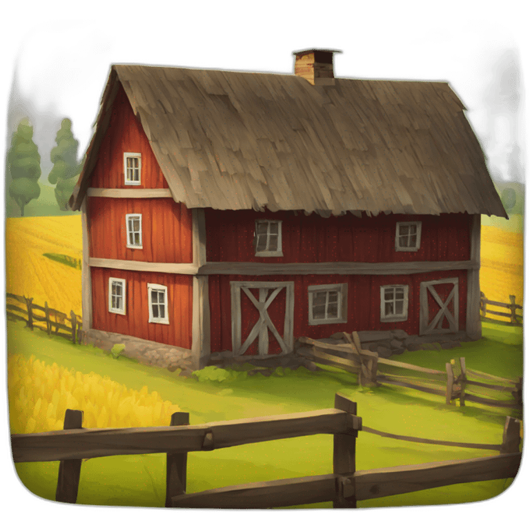 Old latvian farmstead with a farmland emoji