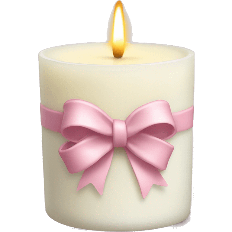 vanilla scented candle with light pink bow emoji