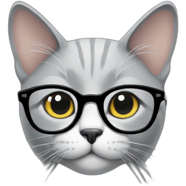 grey cat with glasses emoji