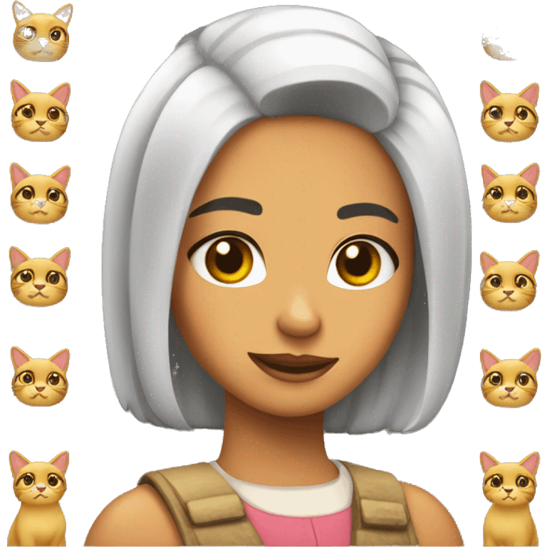 Chica peliroja con orejas de gato emoji