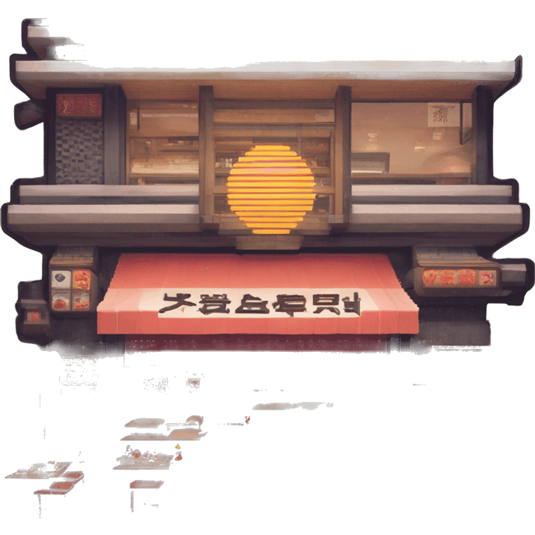 Distopian Japanese Futuristic restaurant, pixelart, webpunk emoji