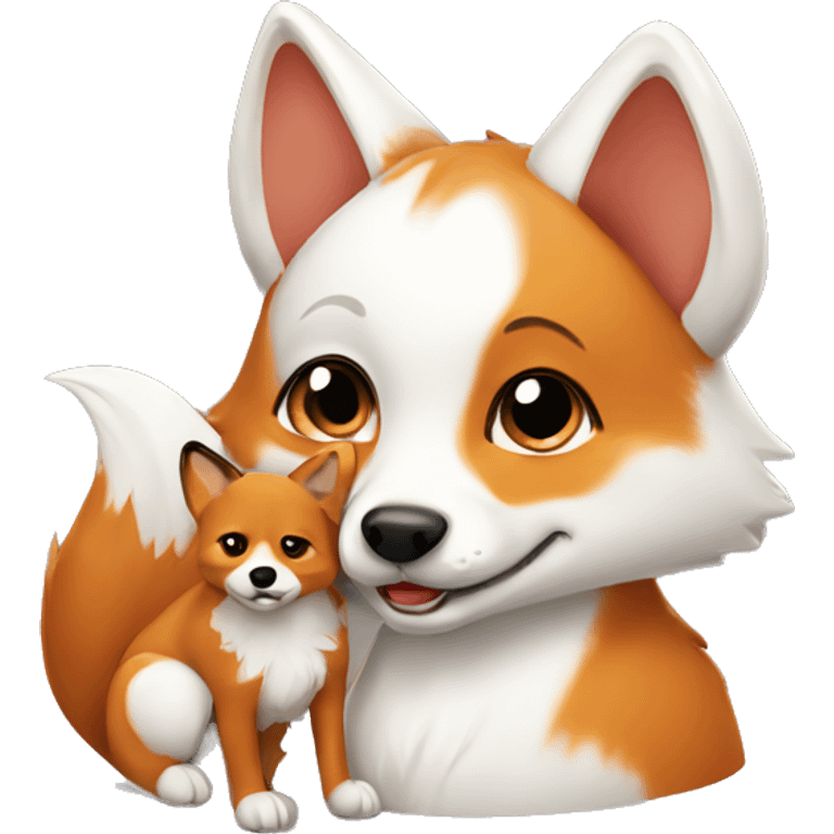 fox cub with white dog emoji