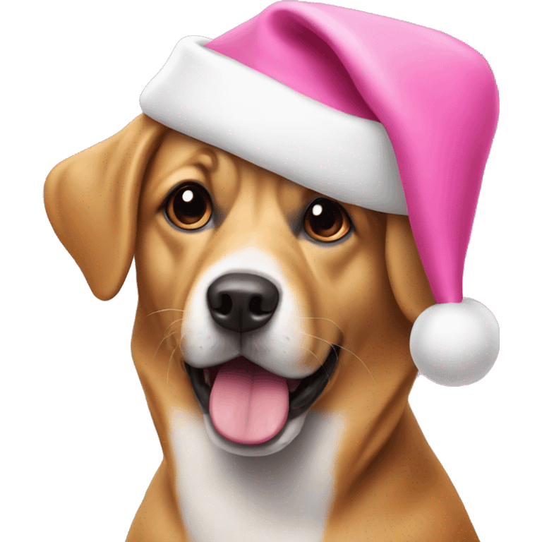 Dog wearing pink Santa hat emoji