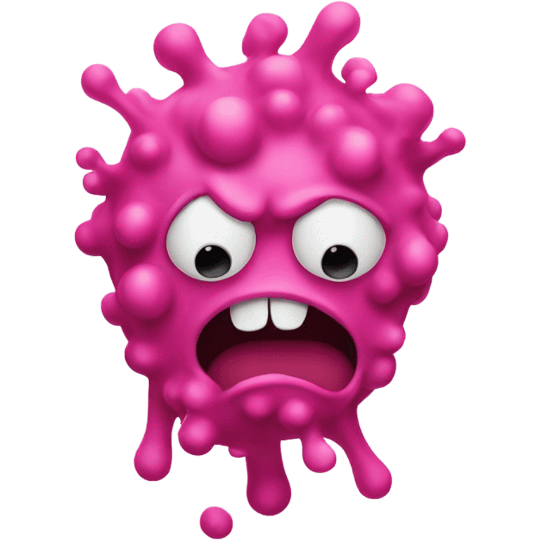 Pink bacteria with evil face emoji