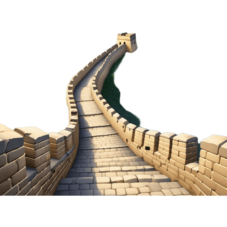 Cinematic Realistic Great Wall of China Landmark Emoji, depicted with ancient stone pathways winding over rugged mountains, watchtowers punctuating the misty landscape, and soft golden sunlight casting dramatic shadows. emoji