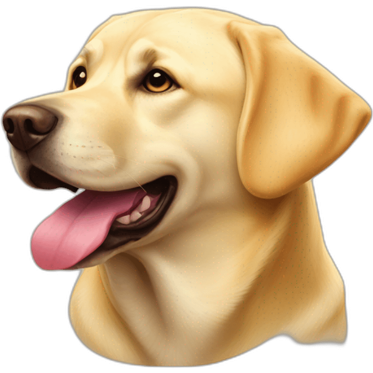 Handsome but fat yellow lab dog with tongue out emoji