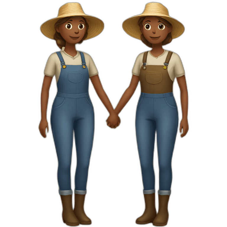 two female farmers holding hands emoji