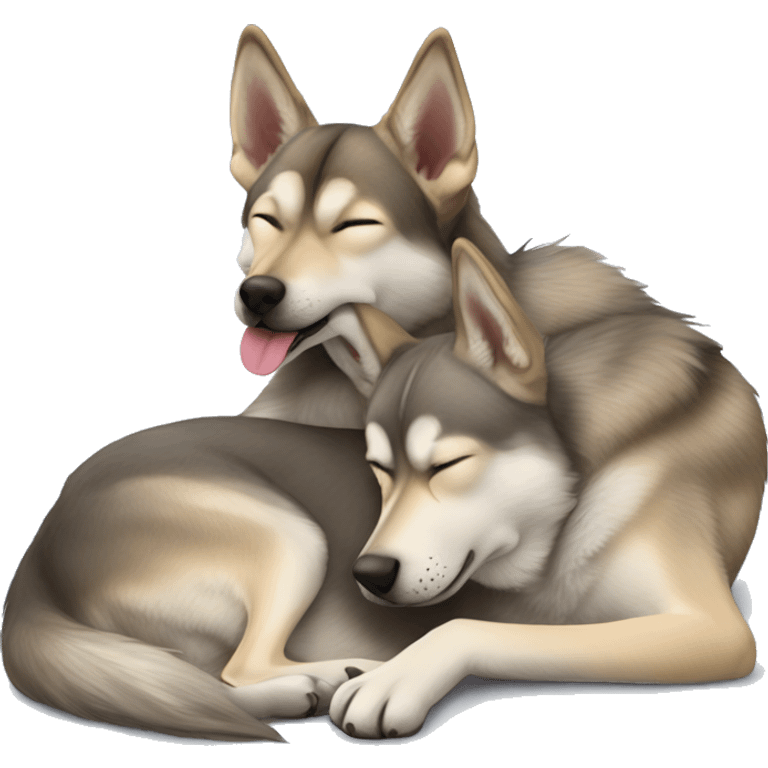 Czechoslovakian Wolfdog sleeping with a brunette girl emoji