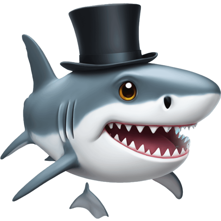 Shark with a top hat emoji