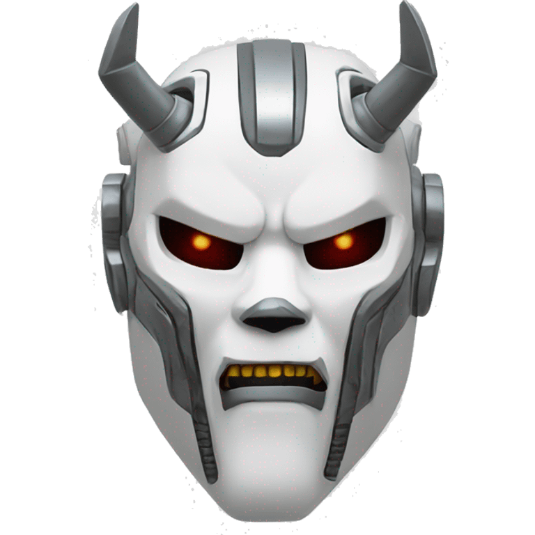 White mecha/cyberpunk oni mask. emoji