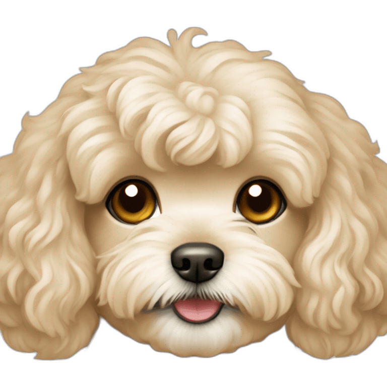 Maltipoo beige with blode long hair girl brown eyes emoji