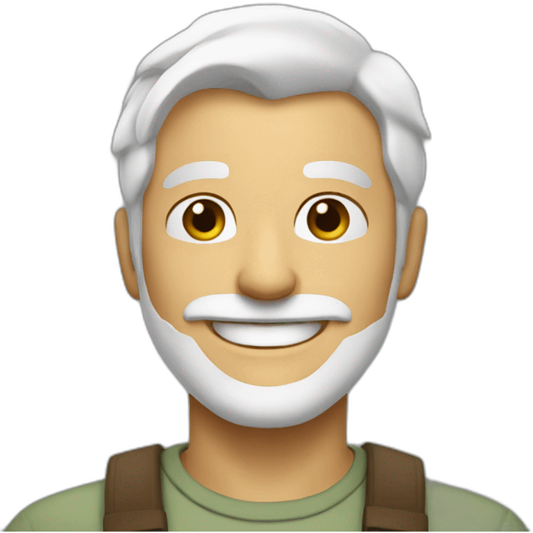 Create an emoji of a man smiling, with white hair and with a short but neat white beard emoji