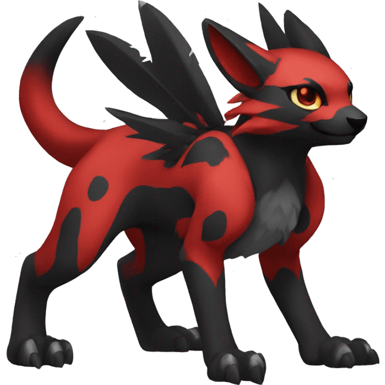 cool edgy black red animal hybrid Fakemon full body emoji