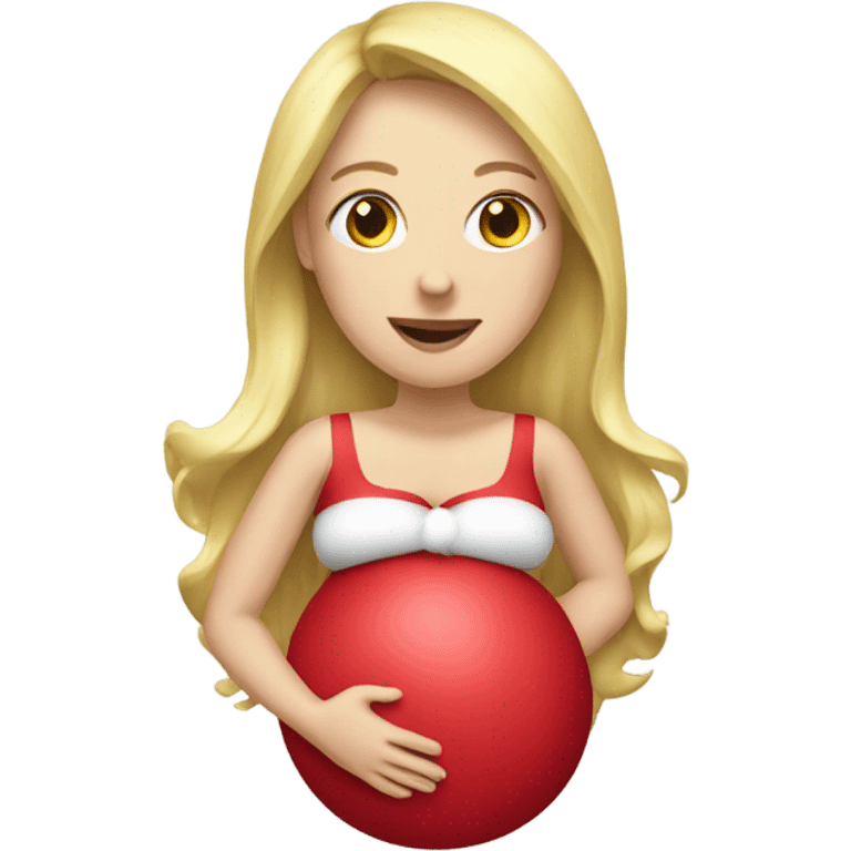 blonde pregnant woman with santa emoji