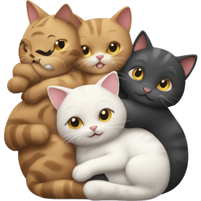 three cats hugging emoji