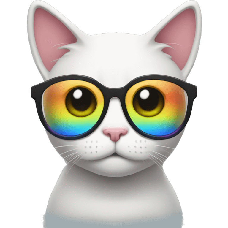 rainbow cat sad with glasses emoji