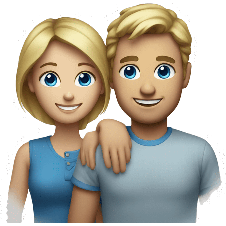 smiling couple with Blue eyes  emoji