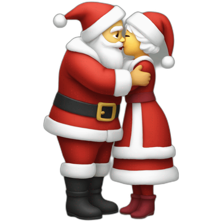 full body santa and mrs. claus kiss hug emoji