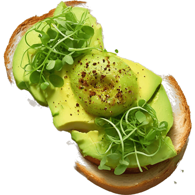 smashed avocado toast with micro greens and pepper flakes emoji