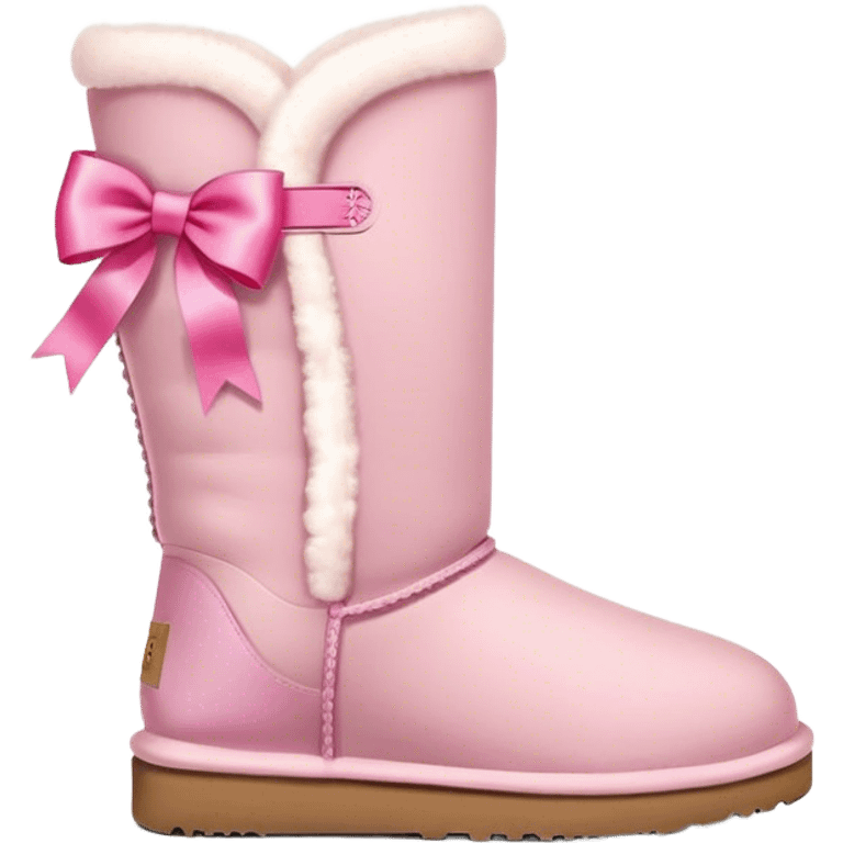 Ugg boots with a pink ribbon on side of them emoji