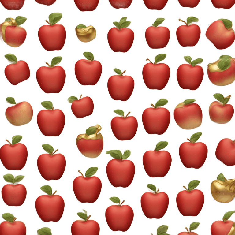 red apple with gold liquid on it emoji