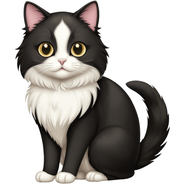 tuxedo cat long fur Beautiful  emoji