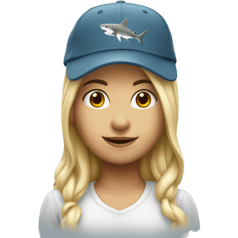 female shark with new york cap emoji