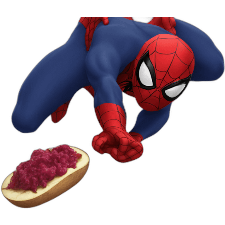 Spider-Man eating eggplant emoji