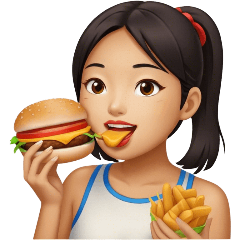 queena yuan eating a burger emoji