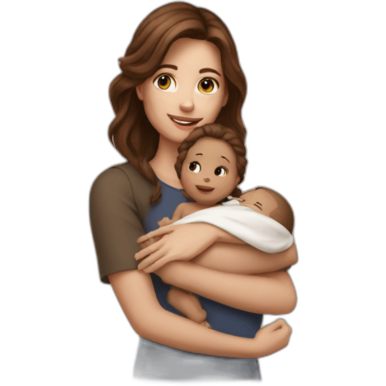 Brown hair Girl with baby emoji